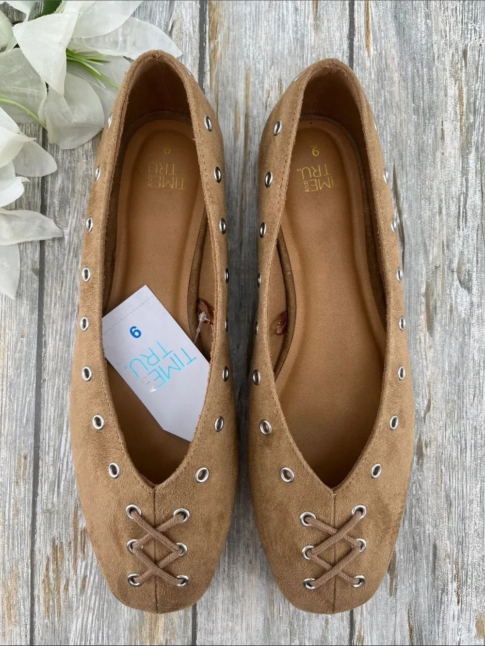 Women's Faux Suede Corset Ballet Flats Shoes Size 9
